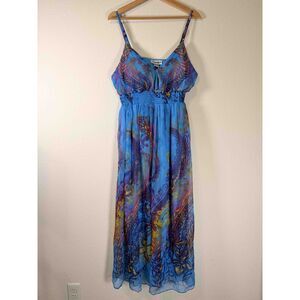 Signature Paisley Chiffon Smoked Empire Waist Maxi Dress Extra Large